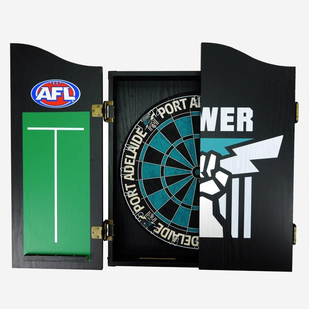 Adelaide Port Power AFL Dart Board and Cabinet Set
