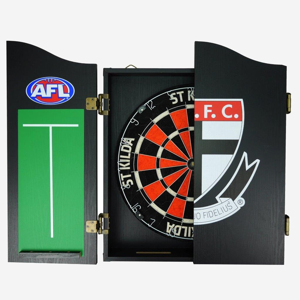 St Kilda Saints AFL Dart Board and Cabinet Set