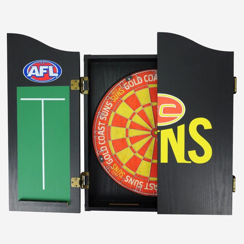 Gold Coast Suns AFL Dart Board and Cabinet Set