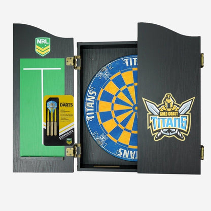 Gold Coast Titans Dart Board and Cabinet Set