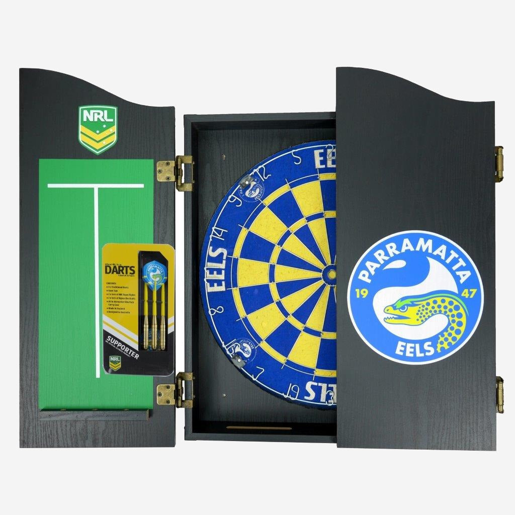 Parramatta Eels Dart Board and Cabinet Set