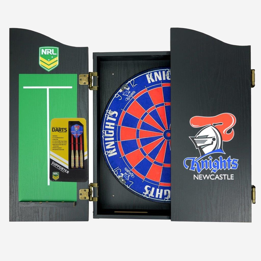 Newcastle Knights Dart Board and Cabinet Set