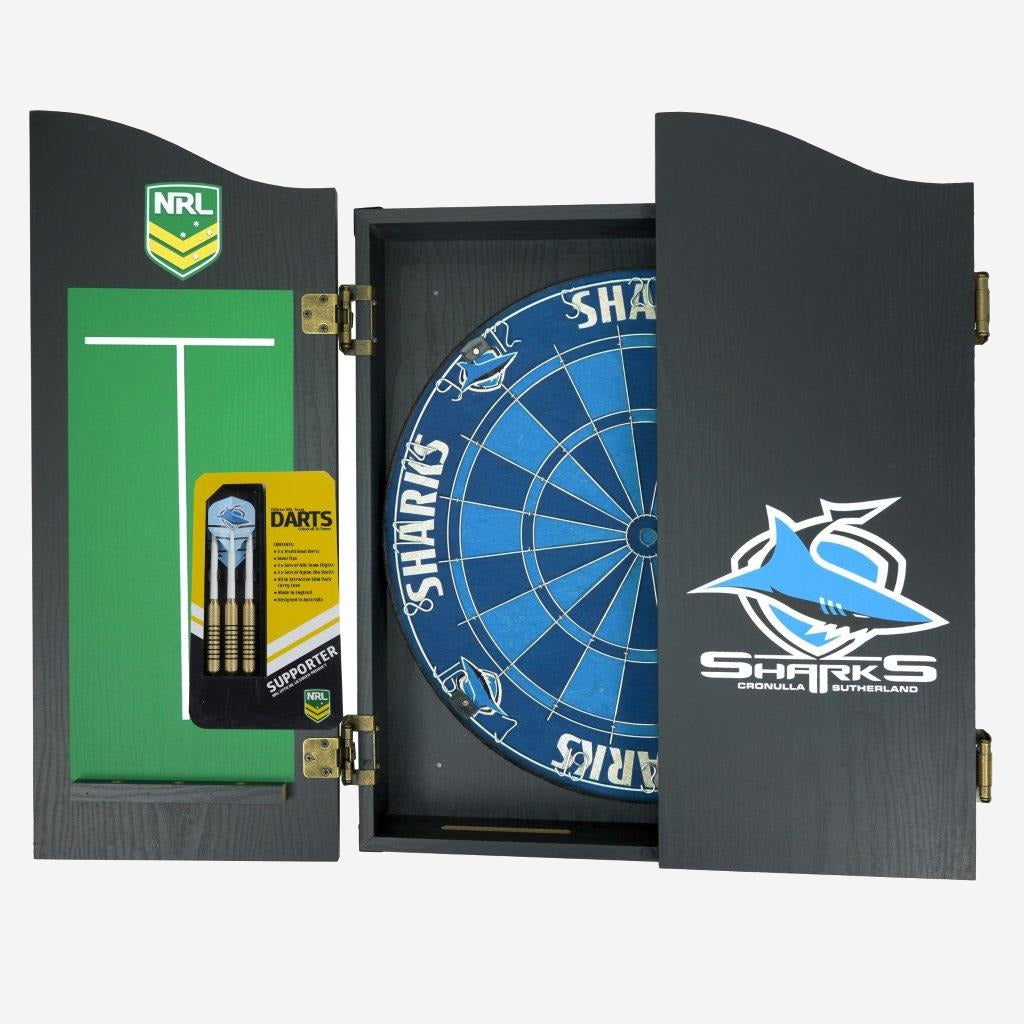 Cronulla Sharks Dart Board and Cabinet Set