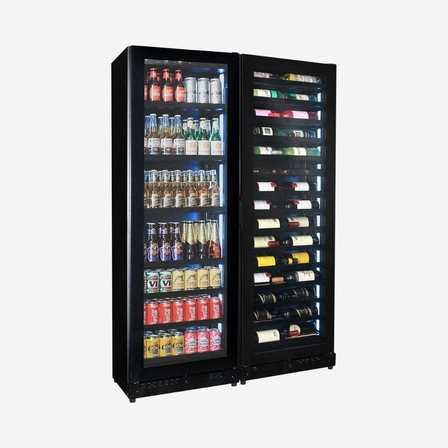 Upright Slim Depth Quiet Running Glass Front 3 Zone Beer And Wine Fridge With 5 x LED Colour Option