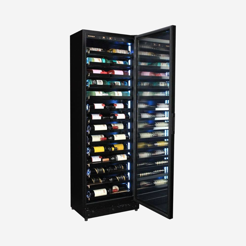 Upright Super Slim Depth Quiet Running Glass Front Wine Fridge With 5 x LED Color Options (ON BACKORDER FOR LATE JAN)