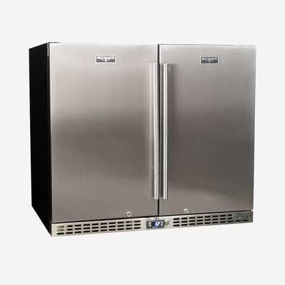 Schmick Twin Door Quiet Running Stainless Steel Solid Door Bar Fridge Model SK206-SD - Low Height