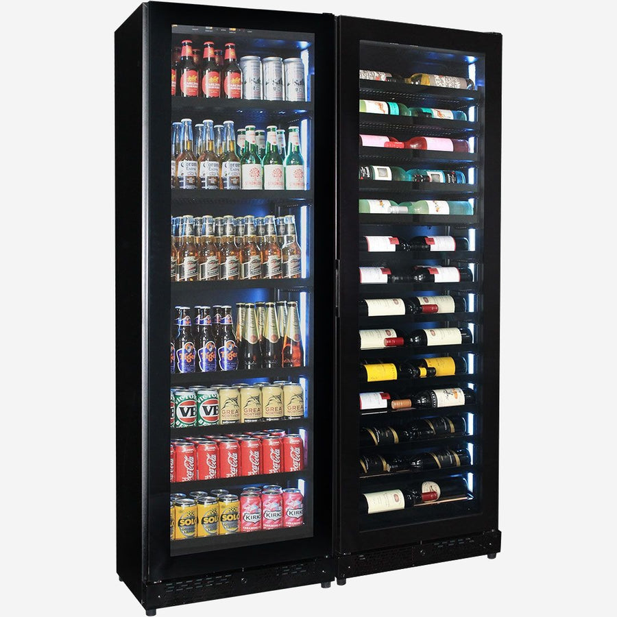 Upright Slim Depth Quiet Running Glass Front Beer And Wine Fridge With 5 x LED Colour Options
