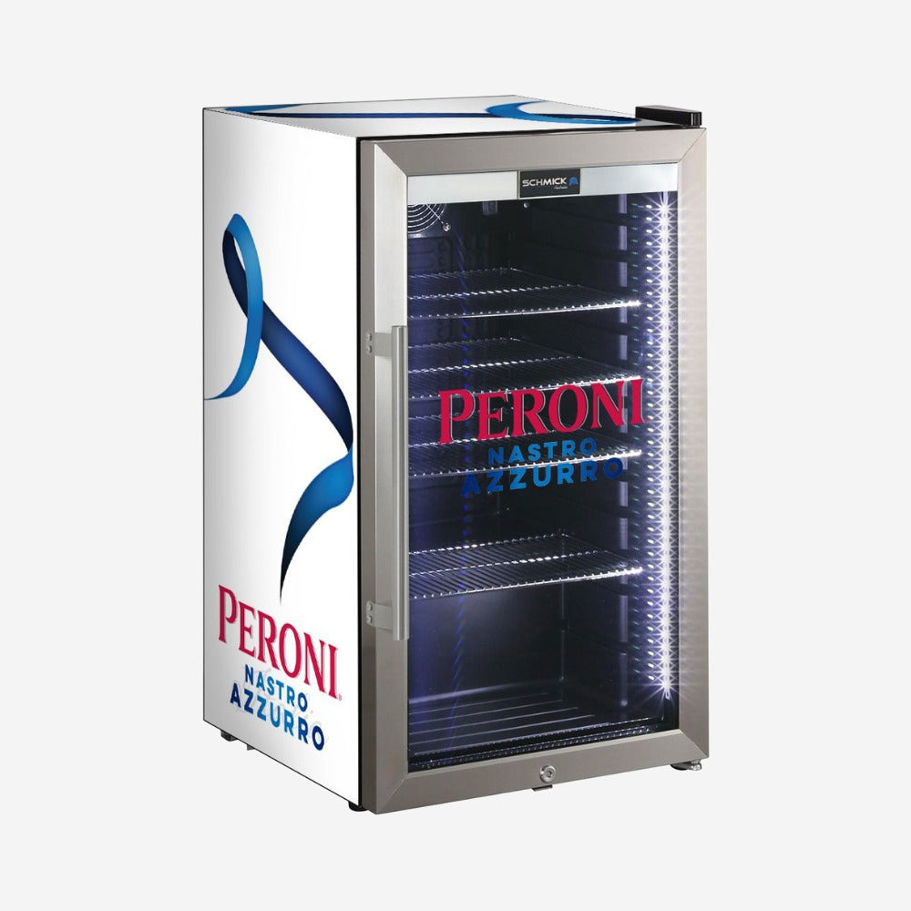 Peroni Themed Alfresco Bar Fridge With Led Strip Lights. Lock and LOW E Glassd