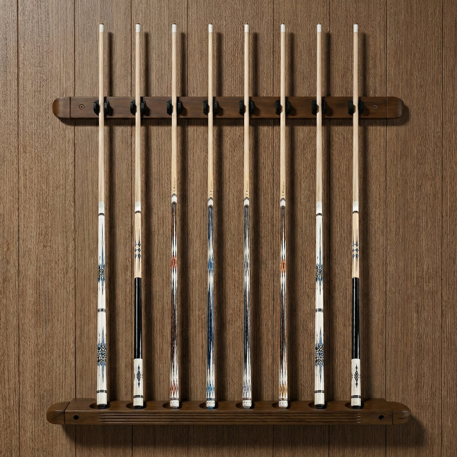 Premium Wall Mounted Cue Rack - 8 Cues