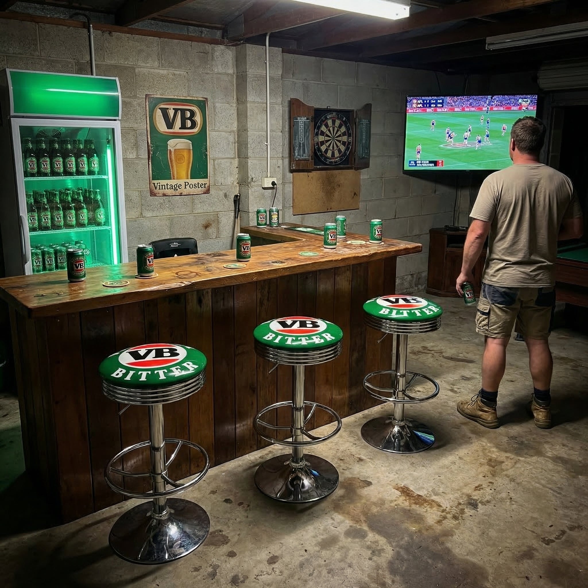Victoria Bitter Retro Bar Stool – A Man & His Cave