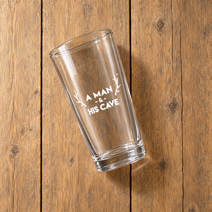 AMAHC logo pint glass lying on timber