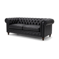 Marlowe Three-Seat Chesterfield Lounge - Black