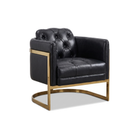 Mayfair Armchair - Black Leather and Brass