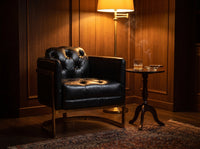 Mayfair Armchair - Black Leather and Brass