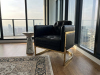 Mayfair Armchair - Black Leather and Brass