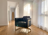 Mayfair Armchair - Black Leather and Brass