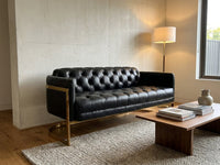 Mayfair Two-Seat Lounge - Black Leather and Brass