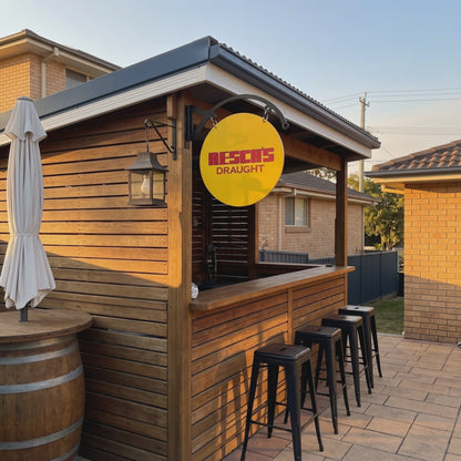 Resch's 400mm double-sided round metal sign