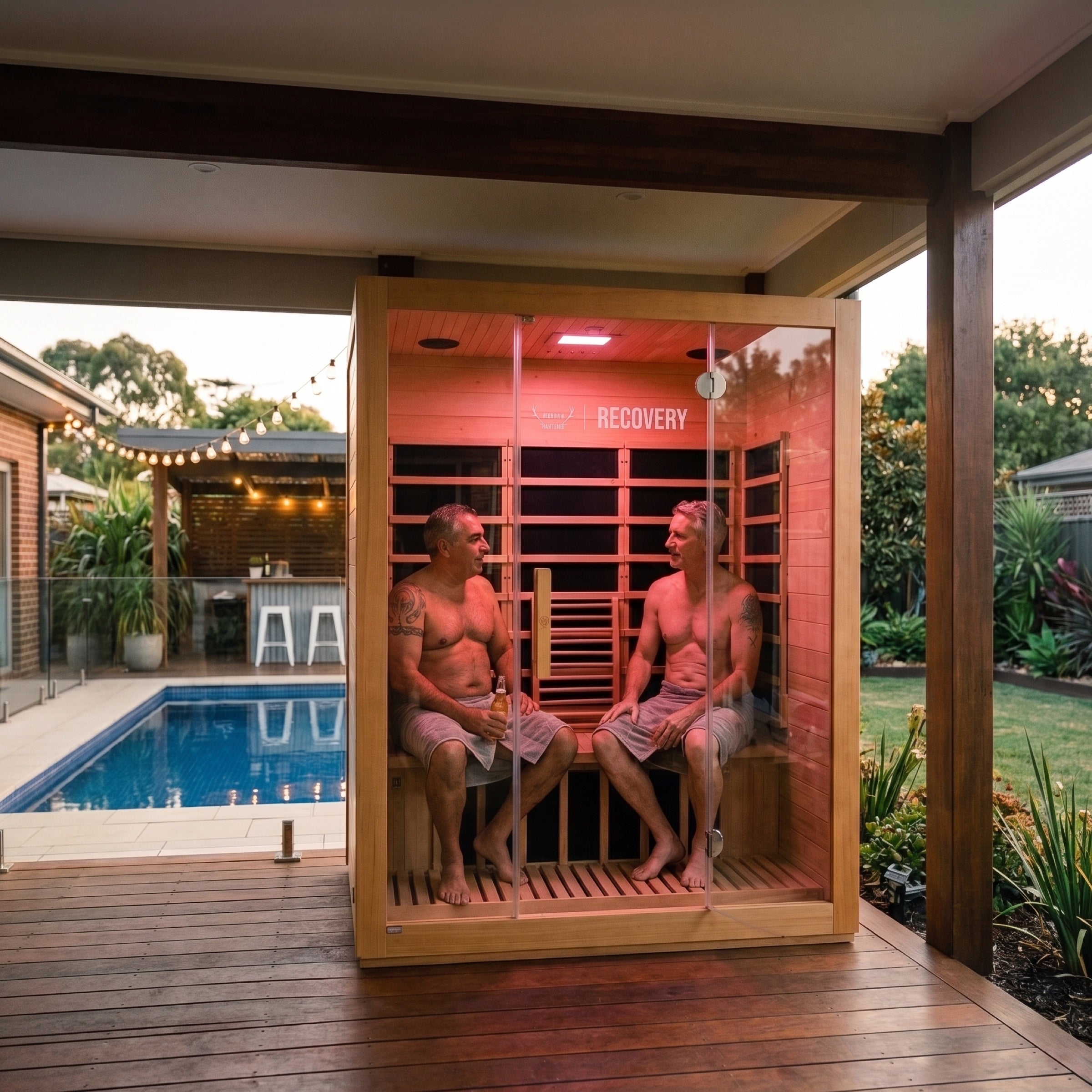 RECOVERY 3-Person Infrared Sauna poolside