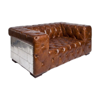 Regal Aviator Aluminium and Brown Chesterfield Lounge - 2 seat