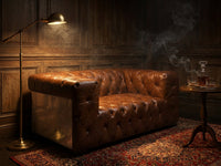 Regal Aviator Aluminium and Brown Chesterfield Lounge - 2 seat