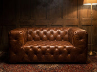 Regal Aviator Aluminium and Brown Chesterfield Lounge - 2 seat