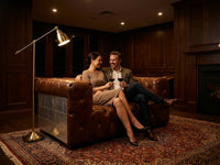 Regal Aviator Aluminium and Brown Chesterfield Lounge - 2 seat