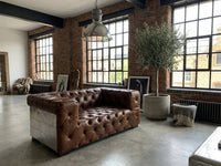 Regal Aviator Aluminium and Brown Chesterfield Lounge - 2 seat
