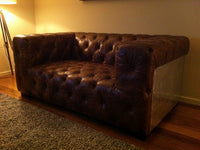 Regal Aviator Aluminium and Brown Chesterfield Lounge - 2 seat