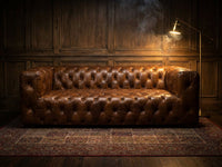 Regal Aviator Aluminium and Brown Chesterfield Lounge - 3 seat (SHIPS IN 1 WEEK)