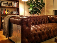 Regal Aviator Aluminium and Brown Chesterfield Lounge - 3 seat (SHIPS IN 1 WEEK)