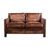 Scabrous Distressed Brown Leather Lounge - 2 seat
