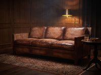 Scabrous Distressed Brown Leather Lounge - 3 seat