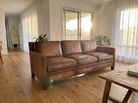 Scabrous Distressed Brown Leather Lounge - 3 seat