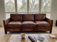 Scabrous Distressed Brown Leather Lounge - 3 seat