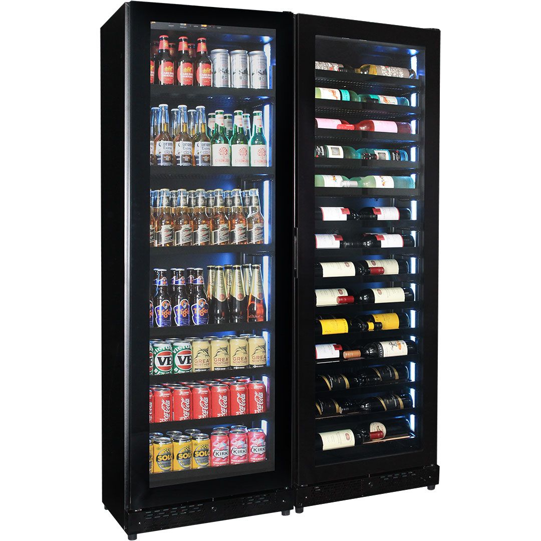 Wine Fridge - Upright Slim Depth Quiet Running Glass Front Beer And Wine Fridge With 5 X LED Colour Options