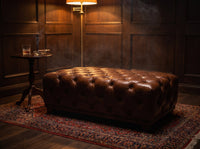 The Understudy Chesterfield Ottoman - Vintage Brown
