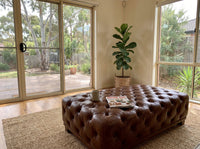 The Understudy Chesterfield Ottoman - Vintage Brown