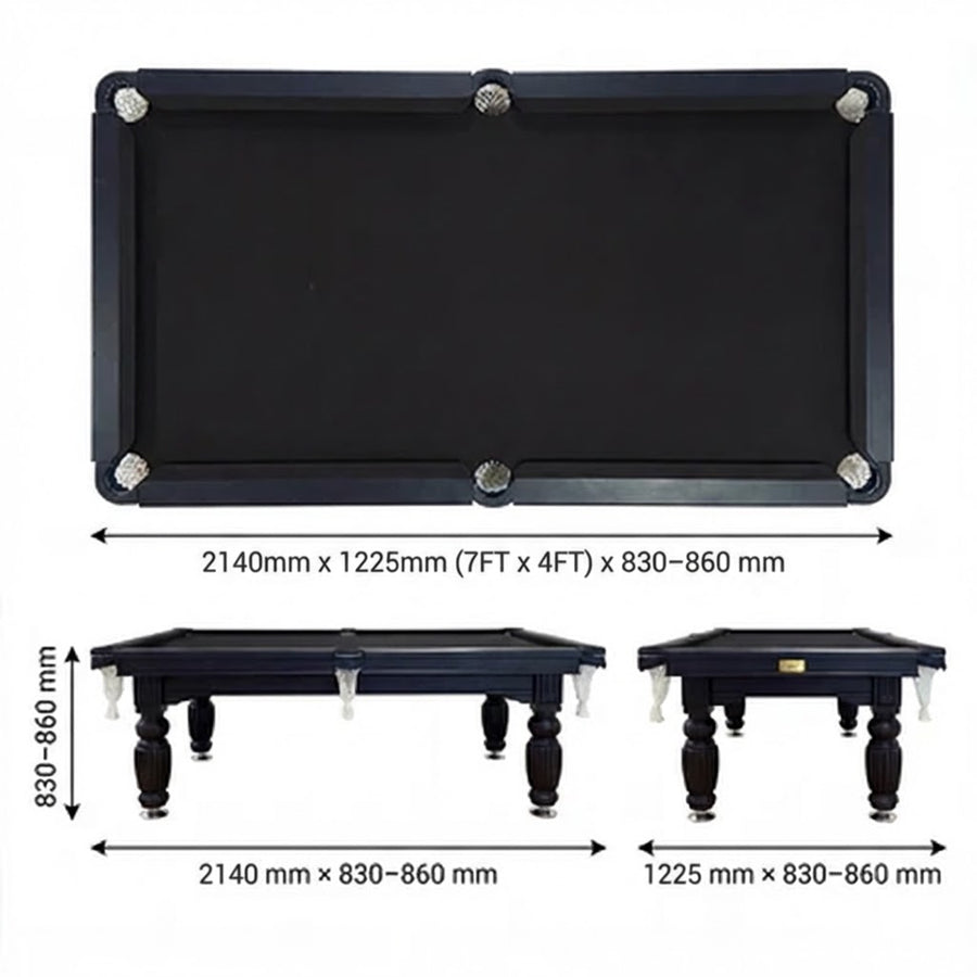 7ft slate pool table black frame black felt Australia