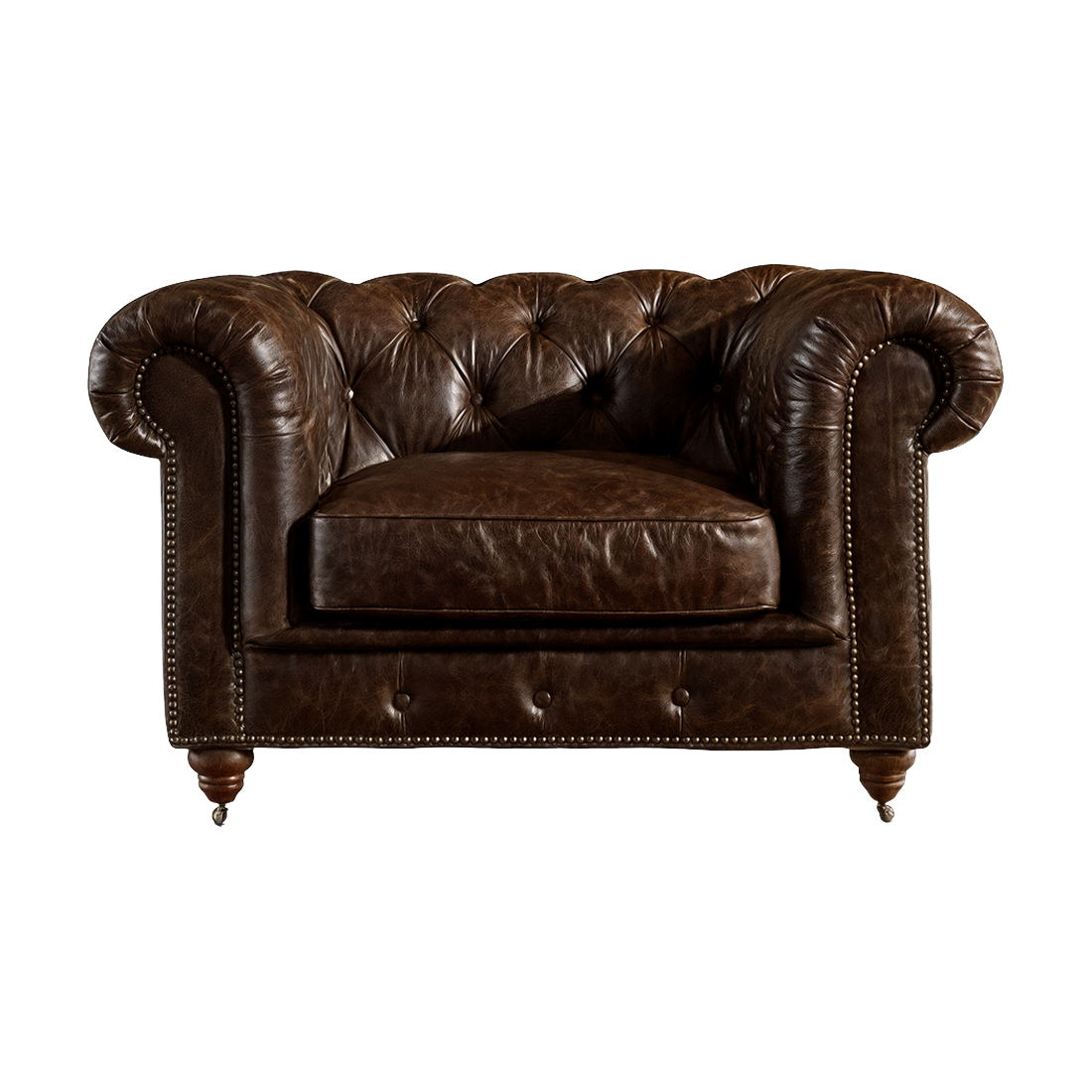 Winston Classic Vintage Leather Chesterfield lounge chair - Cigar Brown