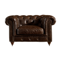 Winston Classic Vintage Leather Chesterfield lounge chair - Cigar Brown