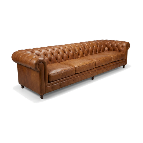 Winston Grand Four-Seat Chesterfield Lounge - Vintage Tan