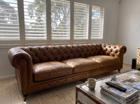 Winston Grand Four-Seat Chesterfield Lounge - Vintage Tan
