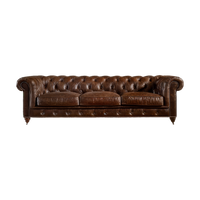 Winston Three Seat Classic Vintage Leather Chesterfield Lounge - Cigar Brown
