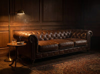 Winston Three Seat Classic Vintage Leather Chesterfield Lounge - Cigar Brown