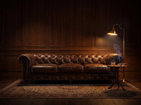 Winston Three Seat Classic Vintage Leather Chesterfield Lounge - Cigar Brown