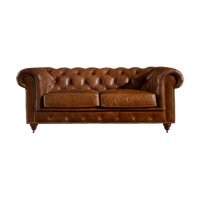 Winston Two Seat Classic Vintage Leather Chesterfield Lounge - Camel Brown