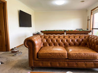 Winston Two Seat Classic Vintage Leather Chesterfield Lounge - Camel Brown