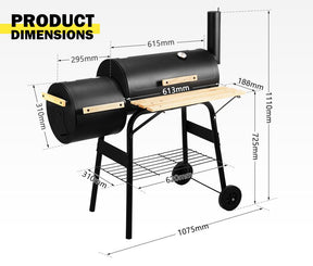 Home & Garden > BBQ - 2 In 1 BBQ Smoker Charcoal Grill Roaster Portable Offset Camping Outdoor Barbecue