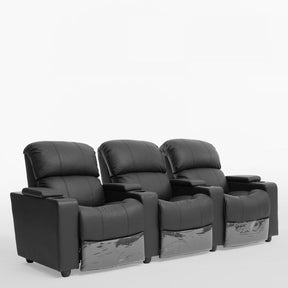 Sophie Black Leather 3 Seater Recliner